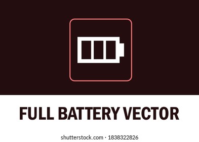 Vektorgrafik mit voller Batterie, einzeln auf dunklem Hintergrund. Für Designer.