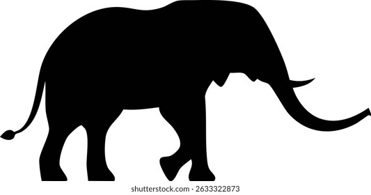 Vector Full Black Elephant Silhouette in Minimalist Style – Simple and Elegant Digital Art with Clean Lines and Bold Contrast