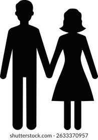 Vetor Silhueta preta completa de homem e mulher com design minimalista simples com linhas limpas e formas geométricas em estilo preto plano e branco