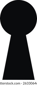 Vector Full Black Silhouette of a Minimalist Geometric Keyhole Shape in Simple Abstract Style for Modern Design Projects