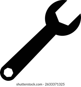 Vector Full Black Silhouette of a Wrench Tool in Simple Minimalist Style – Clean and Bold Illustration Perfect for Repair and Maintenance Concepts