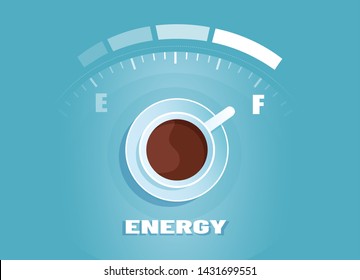 Vector of full coffee cup. Energy drink concept 