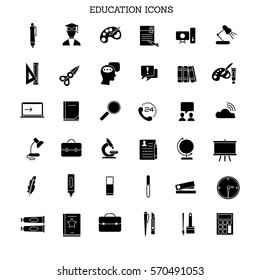 vector full color education icons set