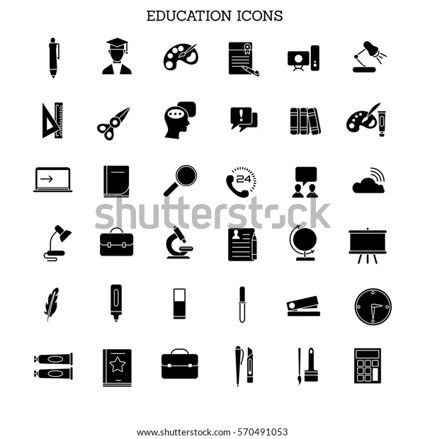 vector full color\
education icons set