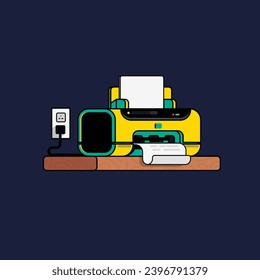 Vector full color printer, graphic resource.