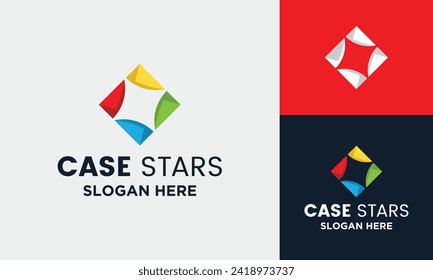 inspiración de logotipo del logotipo de las estrellas cuadradas de color completo vectorial	