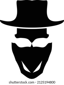 vector full face mask wearing a hat.  black flat design eps 10