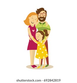 Vector Full Family Hugging Flat Cartoon Stock Vector (Royalty Free ...