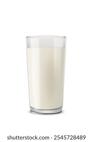 Vector full milk in a glass, isolated on a white background.