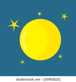 Vector full moon icon on a dark blue background. Vector.