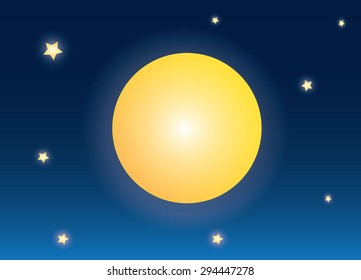 Vector Full Moon Illustration with Stars