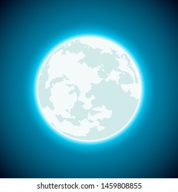 vector full moon. luminous halo can be used as a background, postcard, pattern on clothing, scrapbooking, book illustration