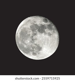 Vector Full Moon (Moon Phase) Elements of this image furnished by NASA black background.