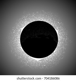 Vector Full Solar Eclipse Isolated on Black Background