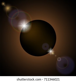 Vector Full Solar Eclipse Isolated on Black Background