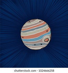 Vector full-color drawing of the planet Jupiter from the Solar System.