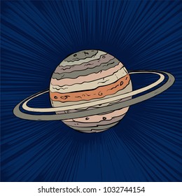 Vector full-color drawing of the planet Saturn from the Solar System.