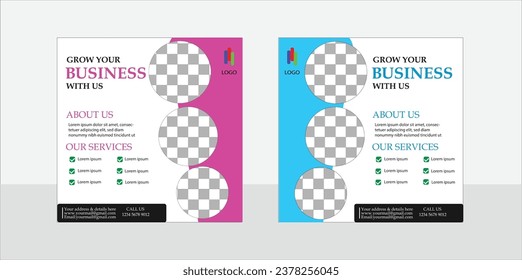 Vektorvoll bearbeitbarer Landschaftsflyer bestehend aus zwei Farben mit zwei Stilen, Flyers Template Design.