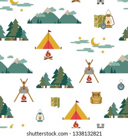 Vector Fun Camping Seamless Pattern