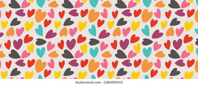 Vector fun doodle love heart colorful seamless pattern background
