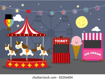 vector fun fair night