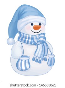 Vector Of Fun Snowman Isolated.