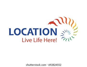 Vector - Fun and sunny city or town welcoming logo to promote travel, tourism and residents to live and visit the location. Clean and modern logo design template.