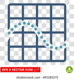 Vector Function Chart EPS vector icon. Illustration style is flat iconic bicolor cyan and blue symbol on a transparent background.