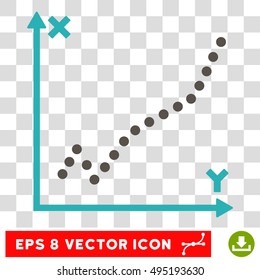 Vector Function Plot EPS vector icon. Illustration style is flat iconic bicolor grey and cyan symbol on a transparent background.