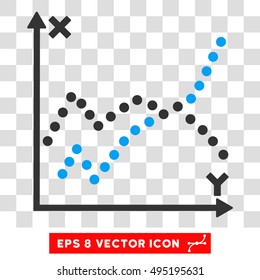 Vector Functions Plot EPS vector icon. Illustration style is flat iconic bicolor blue and gray symbol on a transparent background.