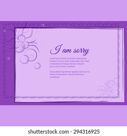 Vector funeral card with elegant abstract floral motif