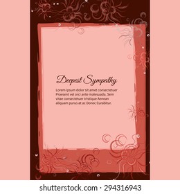 Vector funeral card with elegant abstract floral motif