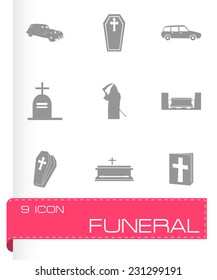 Vector funeral icons set on white background