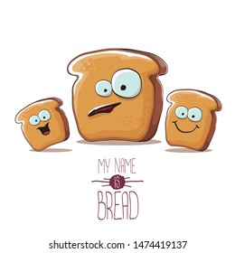 vector funky cartoon bread character with friends isolated on white background. funky food bakery kids characters set or collection 