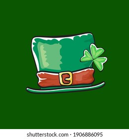 vector funky cartoon hand drawn saint Patrick's hat isolated on green background. st. patriks day sticker