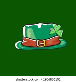 vector funky cartoon hand drawn saint Patrick's hat isolated on green background. st. patriks day sticker