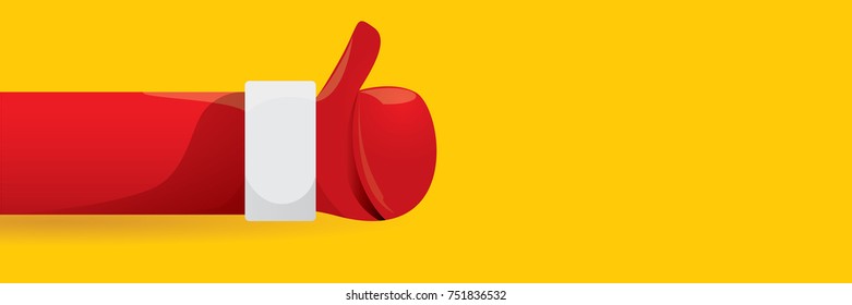 vector funky cartoon Santa Claus like hand icon isolated on orange background . thumbs up santa hand symbol. merry christmas horizontal banner background