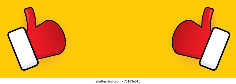 vector funky cartoon Santa Claus like hand icon isolated on orange background . thumbs up santa hand symbol. merry christmas horizontal banner background