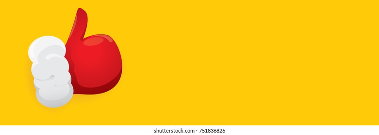 vector funky cartoon Santa Claus like hand icon isolated on orange background . thumbs up santa hand symbol. merry christmas horizontal banner background