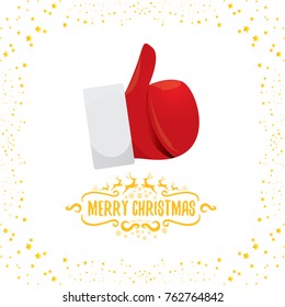 vector funky cartoon Santa Claus like hand icon isolated on white background with stars . thumbs up santa hand symbol. merry christmas greeting card or party poster background