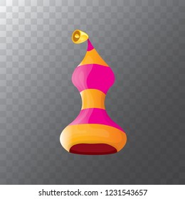 vector funky orange and pink stripped cartoon christmas elf hat isolated on transparent background. vector kids colorful elf hat icon or label. Christmas decorative design element for banner or poster