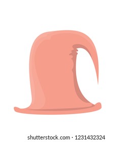vector funky pink stripped cartoon christmas elf hat isolated on white background. vector kids colorful elf hat icon or label. Christmas decorative design element for banner or poster