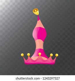 vector funky pink stripped cartoon christmas elf hat isolated on transparent background. vector kids colorful elf hat icon or label. Christmas decorative design element for banner or poster