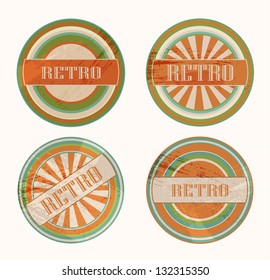 Vector funky round vintage labels