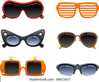 vector funky sunglasses icons set 2