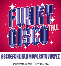 Vector funky tall capital alphabet letters collection, for use in logo design for nightclub advertising.