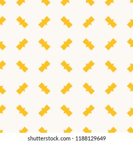 Vector funky yellow minimalist seamless pattern. Abstract colorful background with small angular figures, geometric elements in diagonal array. Simple repeatable texture. Stylish decorative design