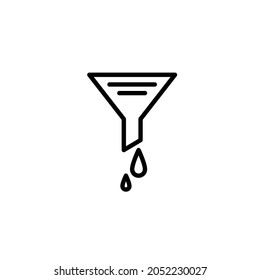 Vector funnel with liquid line icon. Editable stroke. Minimal filter illustration. Simple pictogram.