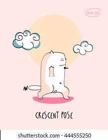 Vector funni pic with Yoga Cat in Crescent Pose