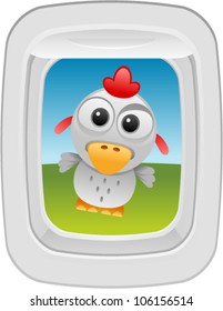 vector funny airplane window series chicken